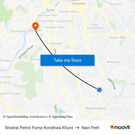 Sheetal Petrol Pump Kondhwa Khurd to Navi Peth map