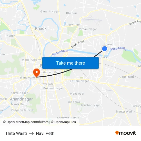 Thite Wasti to Navi Peth map