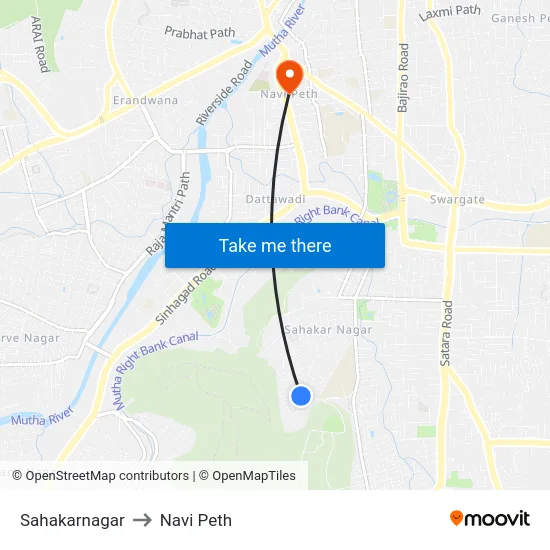 Sahakarnagar to Navi Peth map