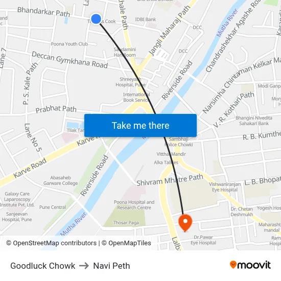 Goodluck Chowk to Navi Peth map