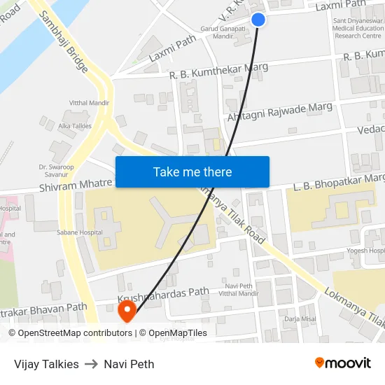 Vijay Talkies to Navi Peth map