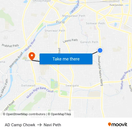AD Camp Chowk to Navi Peth map