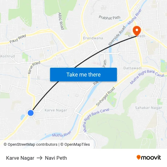 Karve Nagar to Navi Peth map