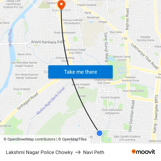 Lakshmi Nagar Police Chowky to Navi Peth map