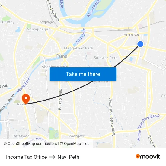 Income Tax Office to Navi Peth map