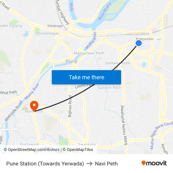 Pune Station (Towards Yerwada) to Navi Peth map