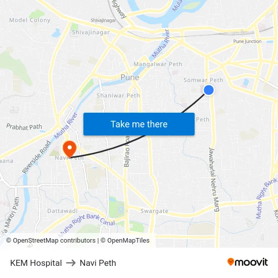 KEM Hospital to Navi Peth map