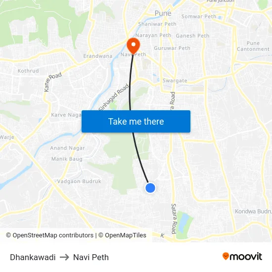Dhankawadi to Navi Peth map