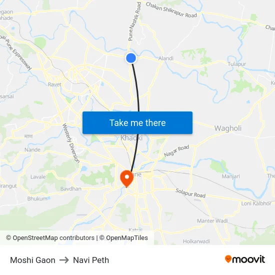 Moshi Gaon to Navi Peth map
