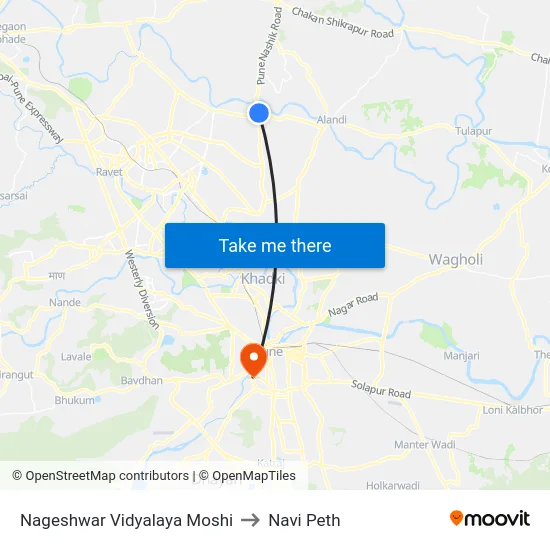 Nageshwar Vidyalaya Moshi to Navi Peth map