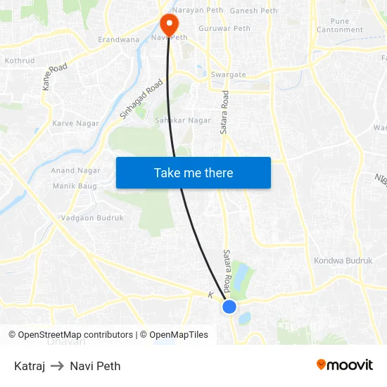 Katraj to Navi Peth map