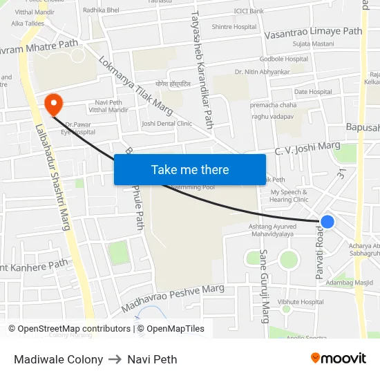 Madiwale Colony to Navi Peth map