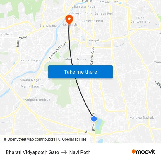 Bharati Vidyapeeth Gate to Navi Peth map