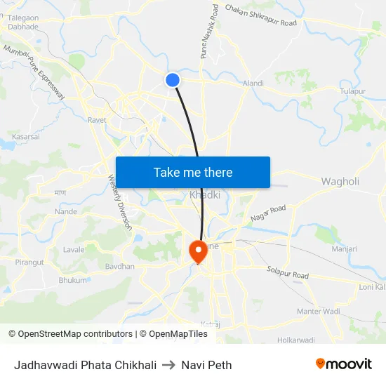 Jadhavwadi Phata Chikhali to Navi Peth map