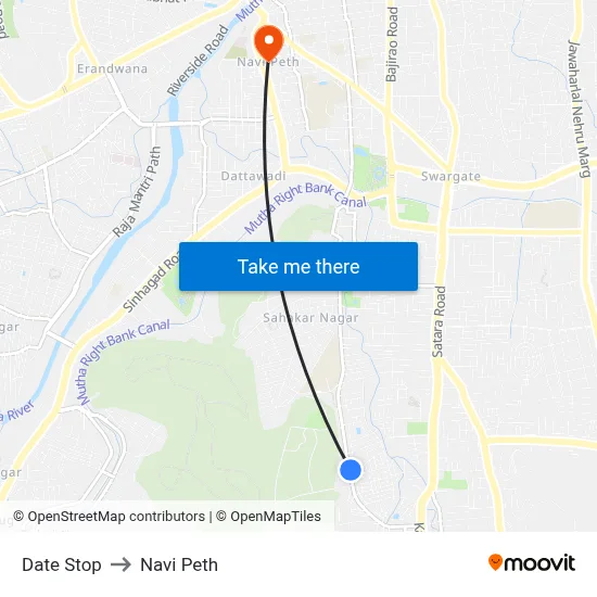 Date Stop to Navi Peth map