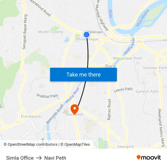Simla Office to Navi Peth map