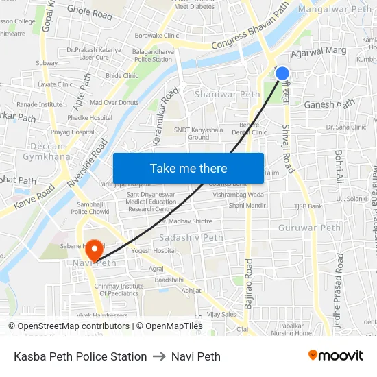 Kasba Peth Police Station to Navi Peth map