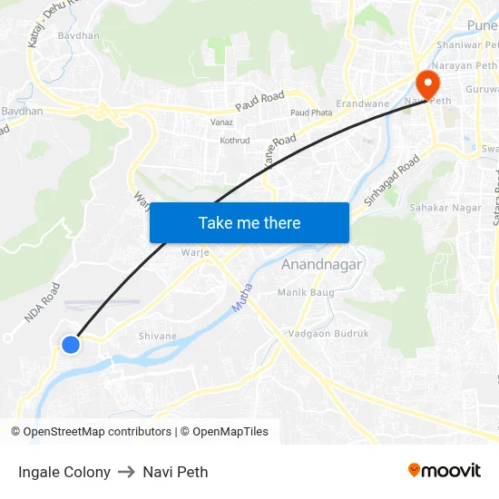 Ingale Colony to Navi Peth map