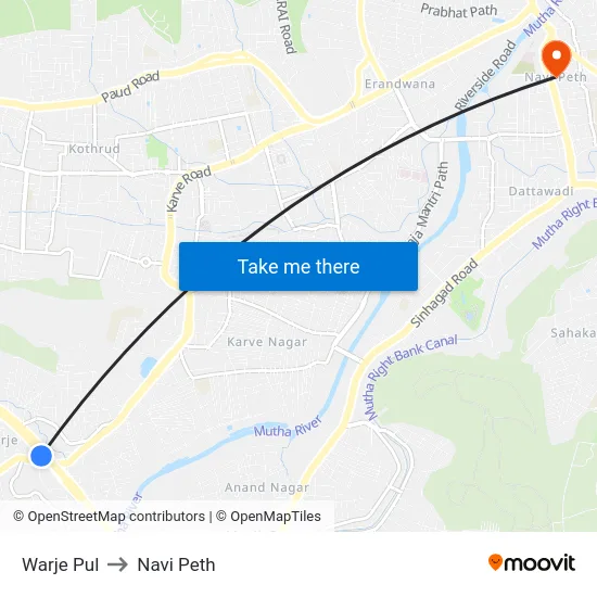 Warje Pul to Navi Peth map