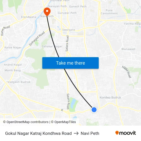 Gokul Nagar Katraj Kondhwa Road to Navi Peth map