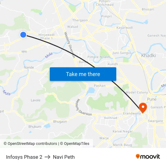 Infosys Phase 2 to Navi Peth map
