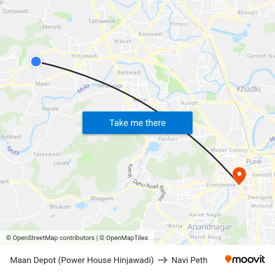Maan Depot (Power House Hinjawadi) to Navi Peth map