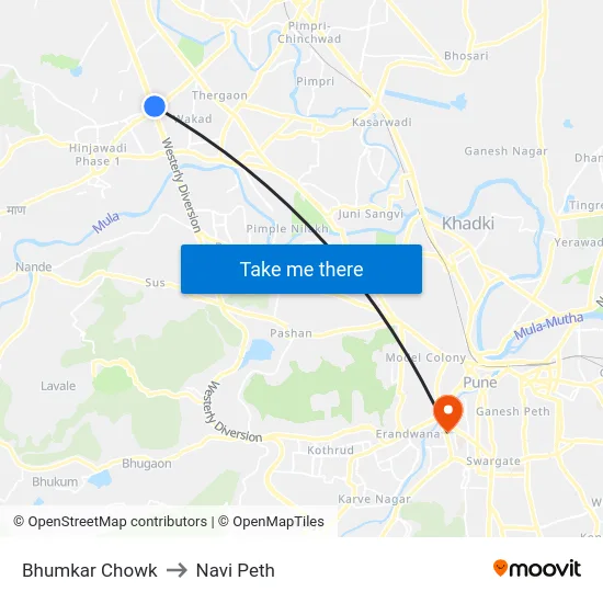 Bhumkar Chowk to Navi Peth map