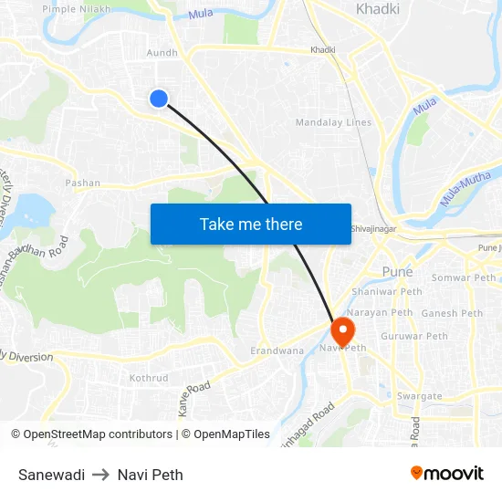 Sanewadi to Navi Peth map