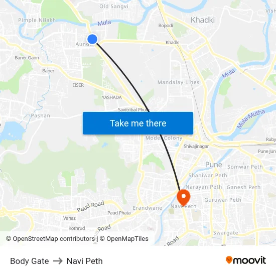 Body Gate to Navi Peth map