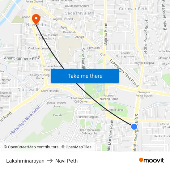 Lakshminarayan to Navi Peth map