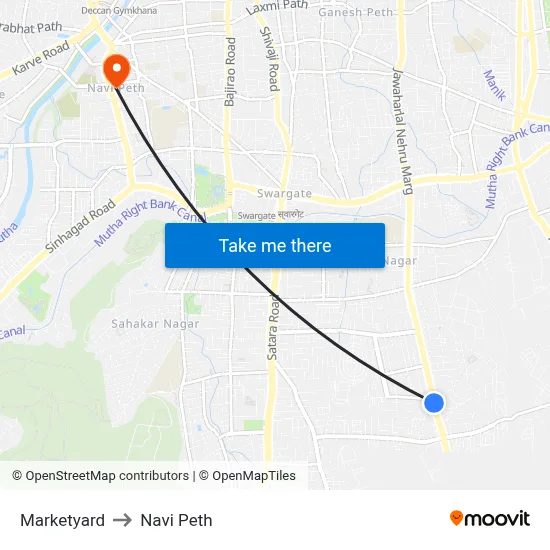 Marketyard to Navi Peth map