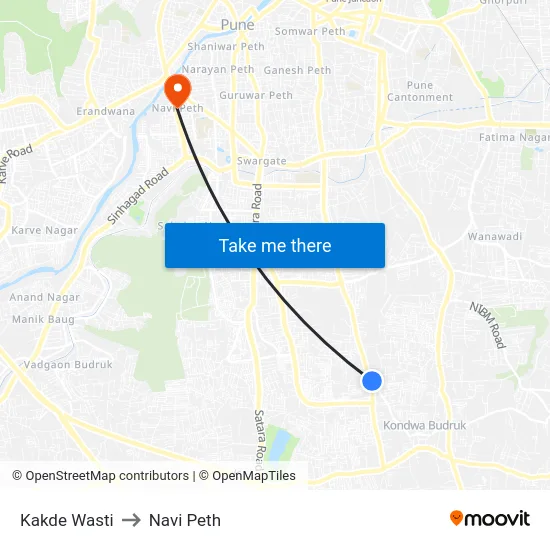 Kakde Wasti to Navi Peth map