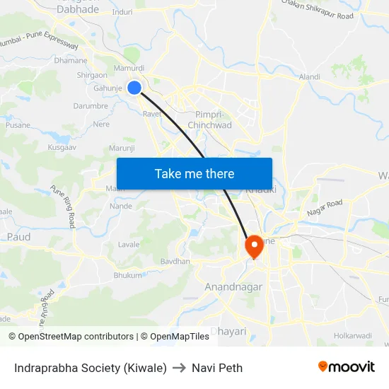Indraprabha Society (Kiwale) to Navi Peth map