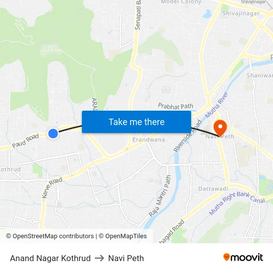 Anand Nagar Kothrud to Navi Peth map