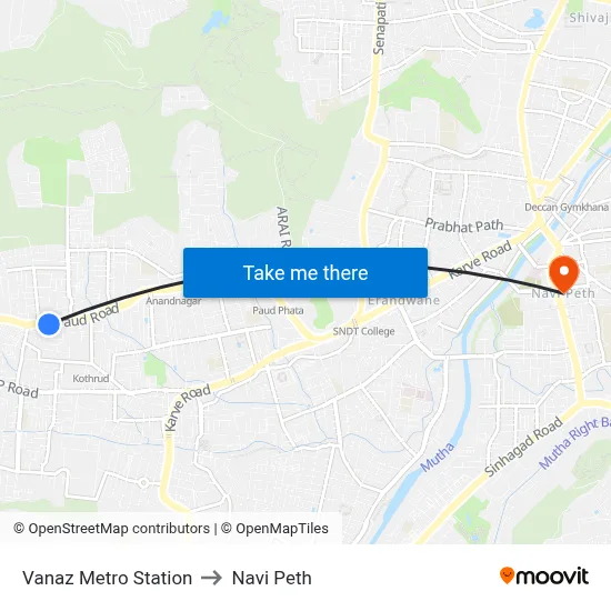 Vanaz Metro Station to Navi Peth map