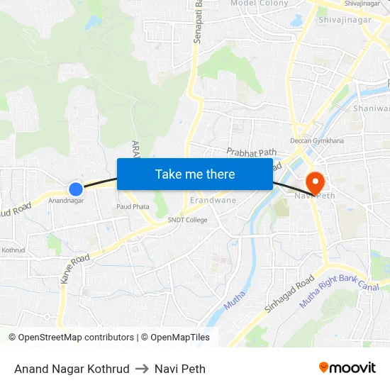 Anand Nagar Kothrud to Navi Peth map