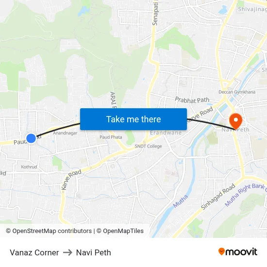 Vanaz Corner to Navi Peth map