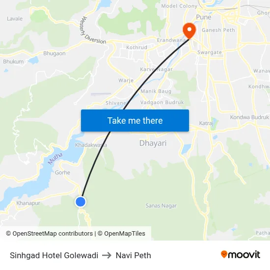 Sinhgad Hotel Golewadi to Navi Peth map