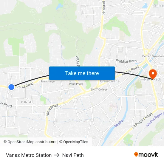 Vanaz Metro Station to Navi Peth map