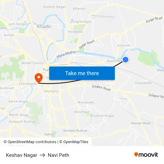 Keshav Nagar to Navi Peth map