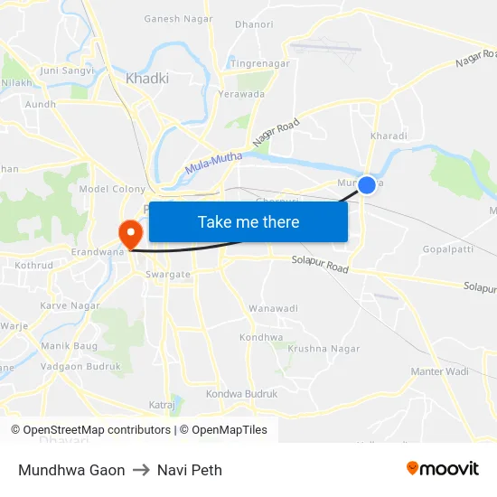 Mundhwa Gaon to Navi Peth map