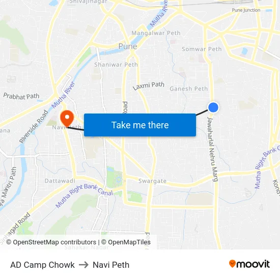 AD Camp Chowk to Navi Peth map