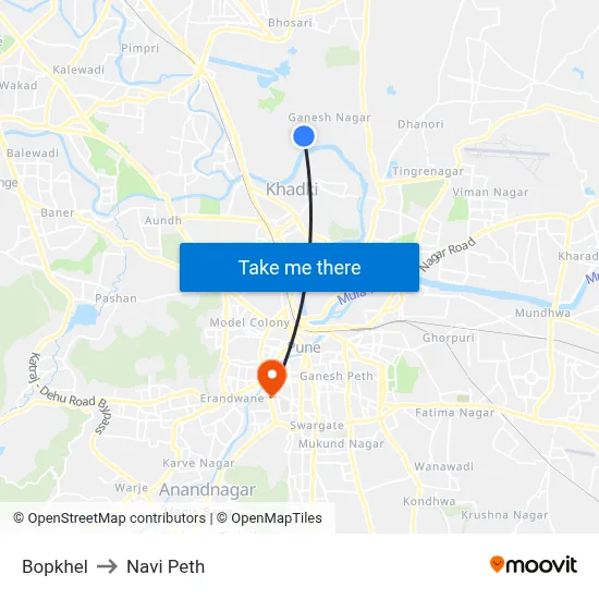 Bopkhel to Navi Peth map