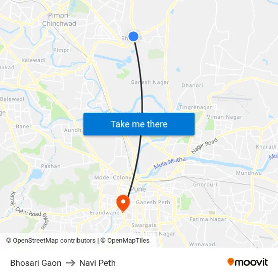 Bhosari Gaon to Navi Peth map