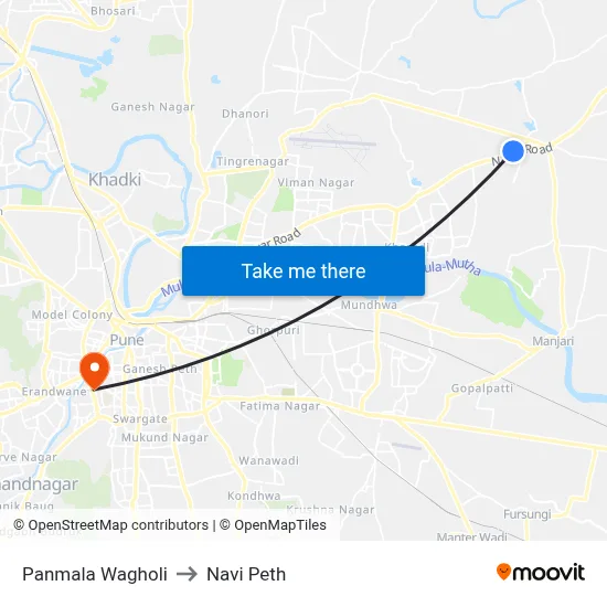 Panmala Wagholi to Navi Peth map