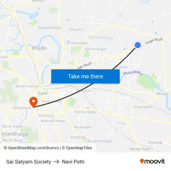 Sai Satyam Society to Navi Peth map