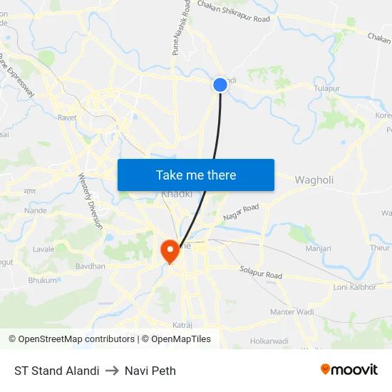 ST Stand Alandi to Navi Peth map