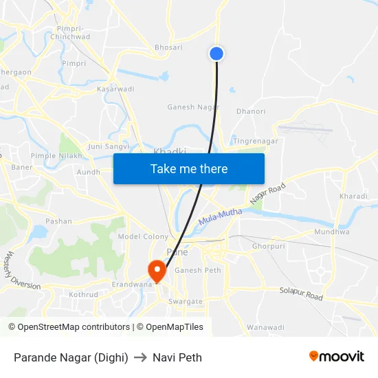Parande Nagar (Dighi) to Navi Peth map