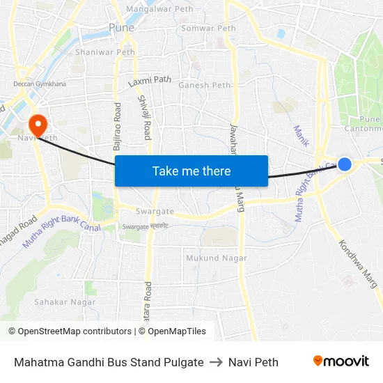 Mahatma Gandhi Bus Stand Pulgate to Navi Peth map