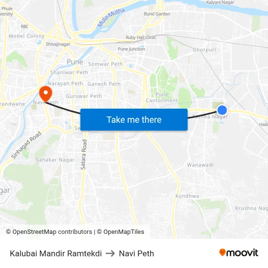 Kalubai Mandir Ramtekdi to Navi Peth map